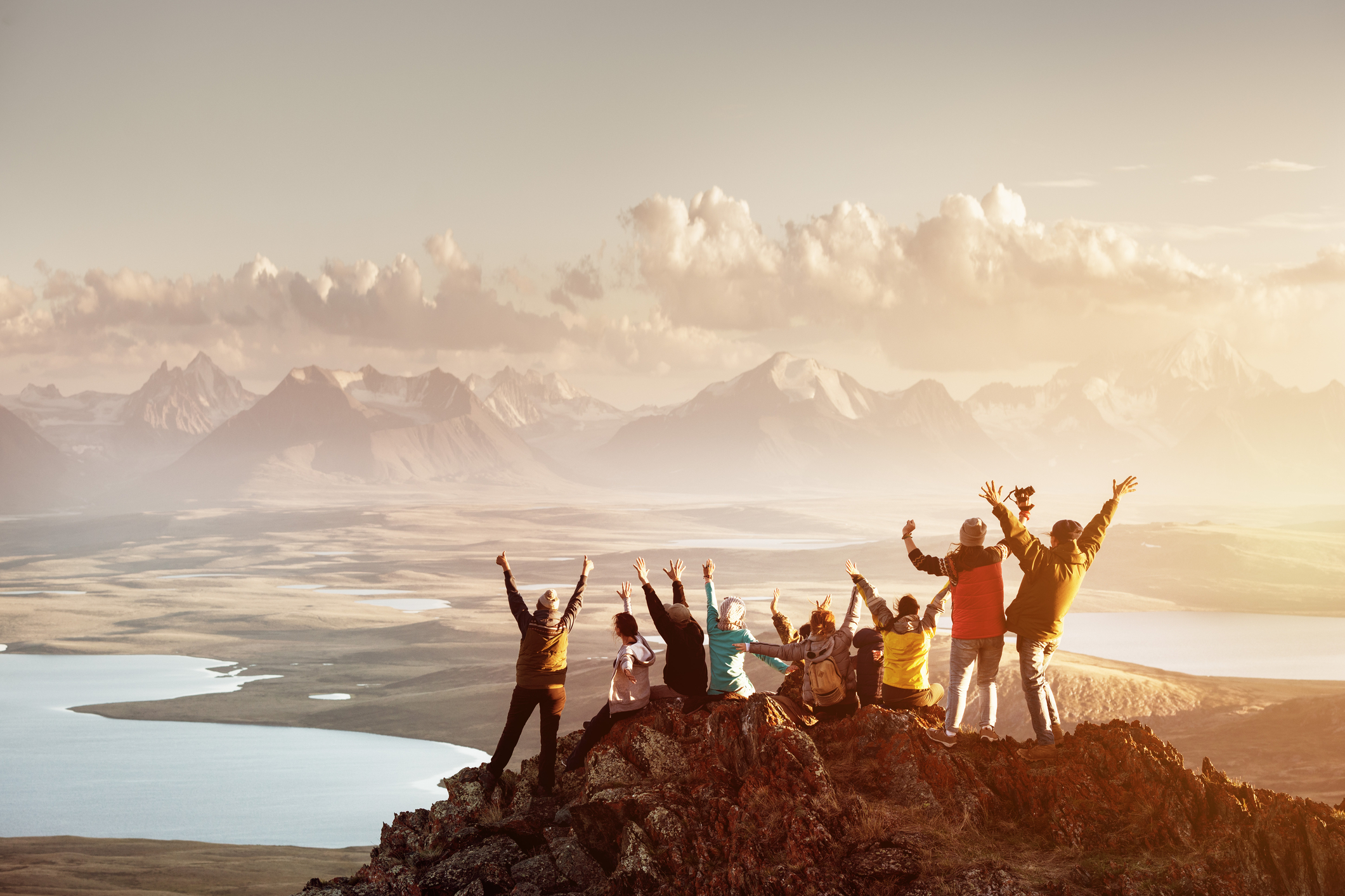 group on mountain 