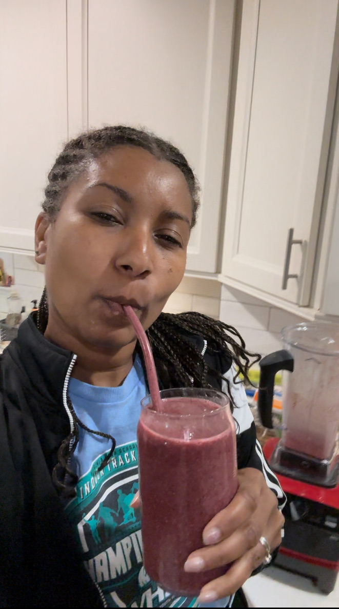 Drinking smoothie